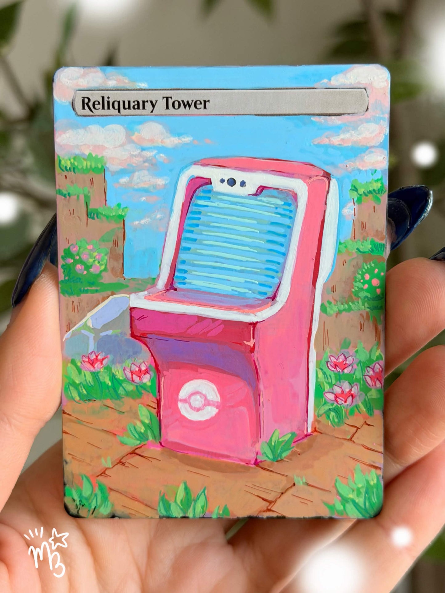 Hand painted MTG Alter Pokopia Reliquary Tower