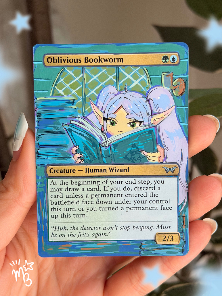 Hand Painted MTG Alter Frieren Oblivious Bookworm
