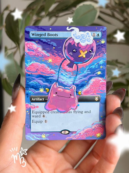 Hand Painted MTG Alter Ditto Drifloon Winged Boots