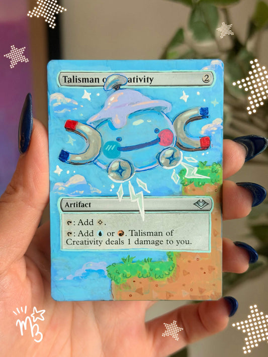 Hand painted MTG Alter Pokopia Talisman of Creativity